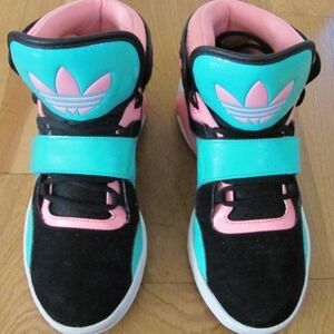 Adidas pink and teal sneakers